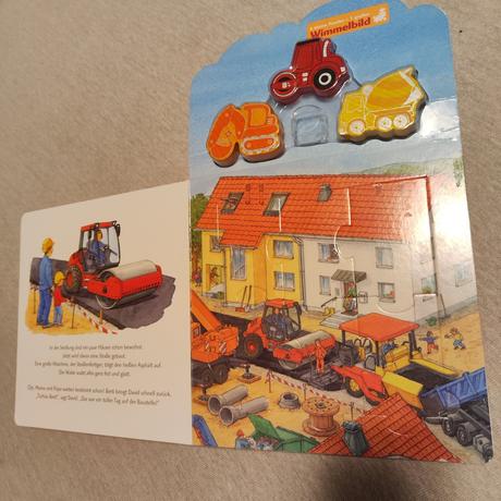 Dětská kniha, bagry, náklaďáky, stavba,