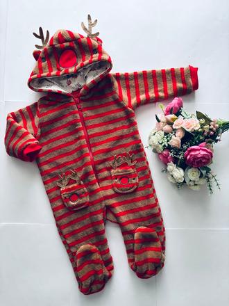 Overálek vánoční huňatý - v.3/6 měs., 68