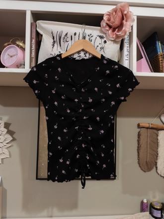 Kytičkové žebrované tričko h&m 170/xs-s, h&m,170