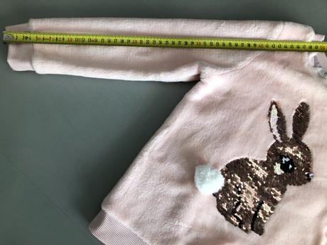 Mikina zajíček flitry růžová bambulka 110-116cm, h&m,110