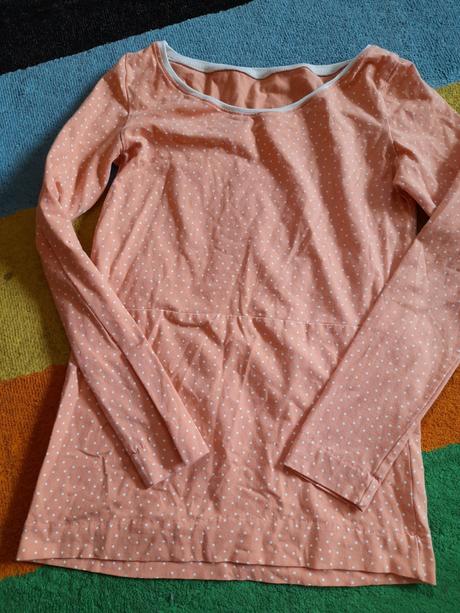 Růžové puntíkaté triko pro dámu dlouhý rukáv, l