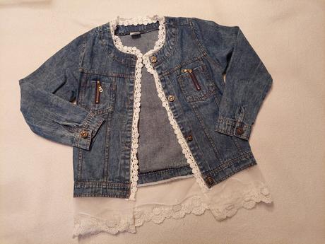 Dívčí džínová bunda s krajkou, 140