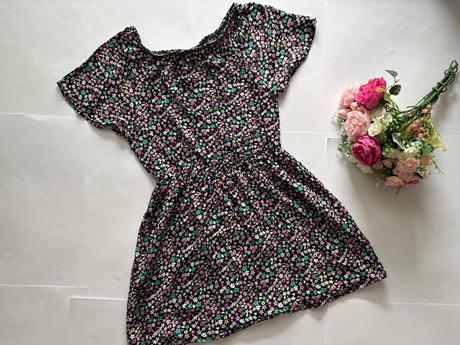 Ob/tunika/šaty černé drobnými květy  - v.9/10 let, primark,140