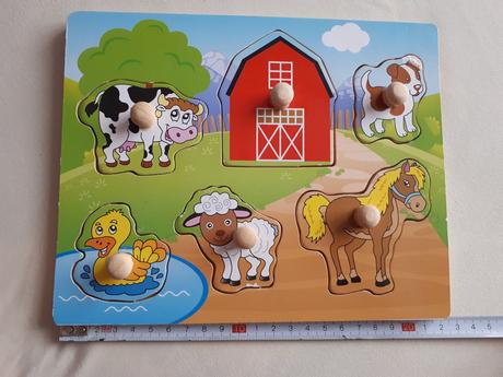 Dřevěná vkládačka, puzzle, farma, zvířátka, 