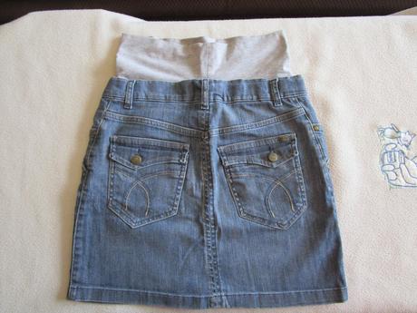 Pěkná modrá riflová těhotenská sukně, vel. xs, xs