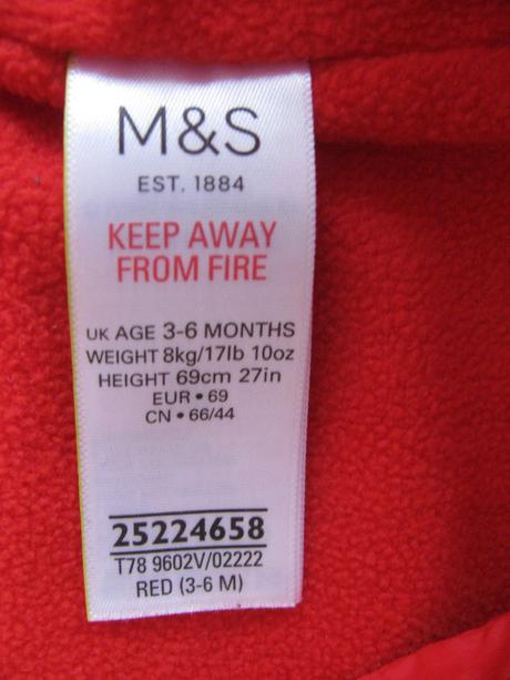 Dětská prošívaná kombinéza s kapucí a rukavičkami, marks & spencer,68