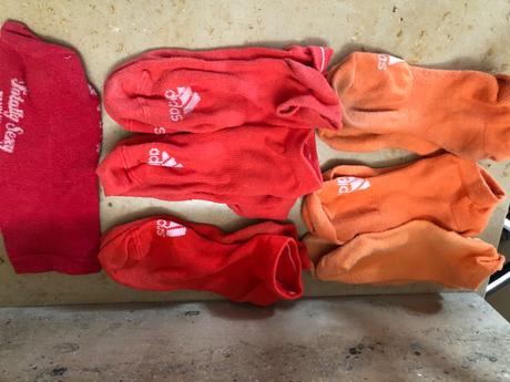 7 párů krátkých červeno-oranžových ponožek adidas, adidas,35