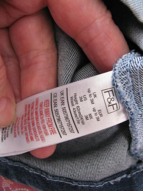 Džínová elastická šatovka v.2-3 měs., f&f,62