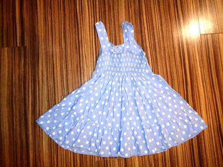 Modré šaty s bílými puntíky, f&f,110