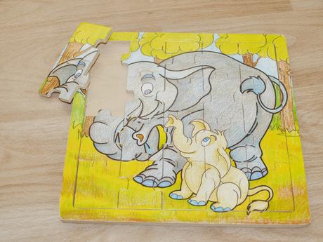 Drevene puzzle slon - 20 dilu, 