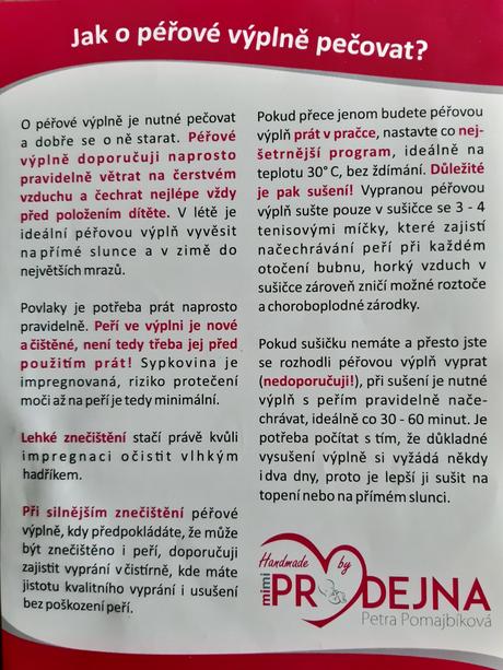 Péřová zavinovačka + polštářek, 