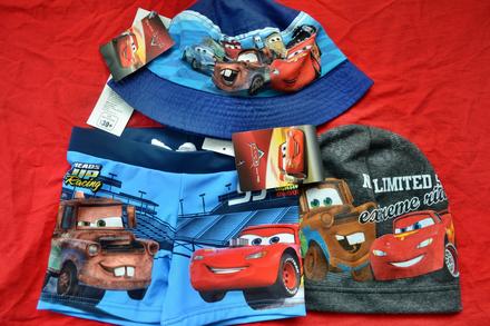 Set cars v.104,plavky,klobouček,čepka, disney,104