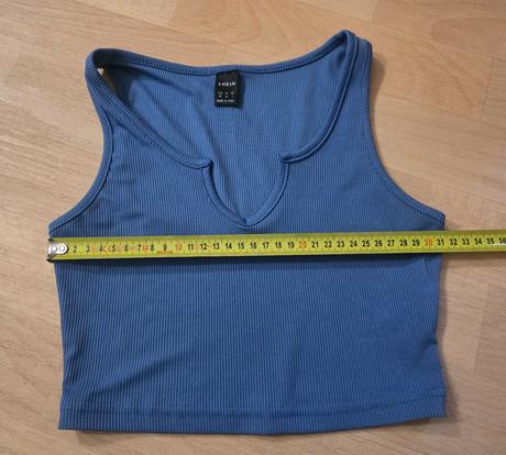 Tílko crop top modré shein vel.xs, xs