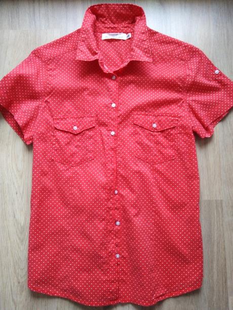 Dámské košile červeno-bílé (puntík+proužek), 40