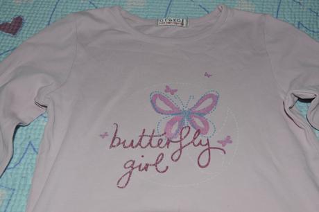 122 128 bavlněné růžové triko s motýlem dl. rukáv, george,128