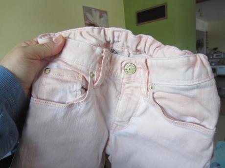 Lososové skinny, slimky, džíny, rifle, h&m,110