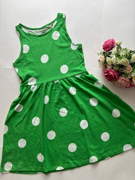 Ob/ šaty zelené s puntíky - v.7/8 let, f&f,128