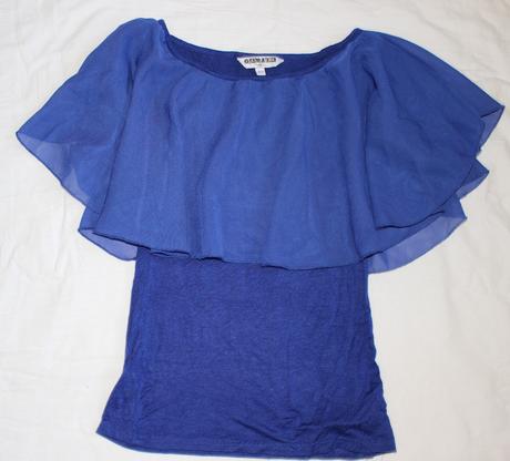 Ho20. korálově modrá blůzka s volánem 10-11 let, 146