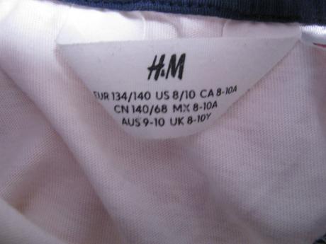 Bavlněné modro bílé tričko h&m, h&m,140