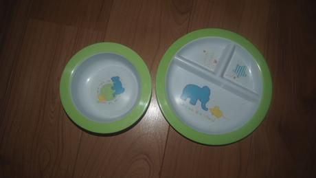 Set talířku a misky tescoma a tchibo + příbory,