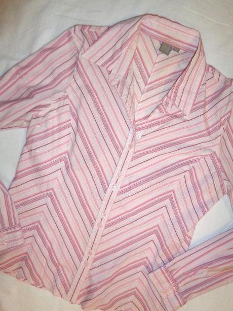 Luxusní elastická růžová pruhovaná košile, l