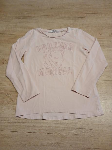 Tričko hm dlouhý rukáv unicorn vel. 122/128, h&m,122