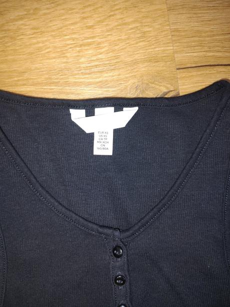 Dívčí žebrované tílko h&m xs/160 černé, h&m,xs