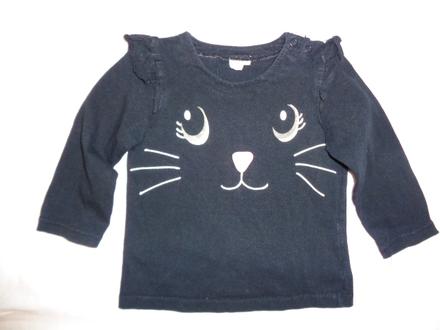 Nádherné černé volánkové tričko - kočička, h&m,74