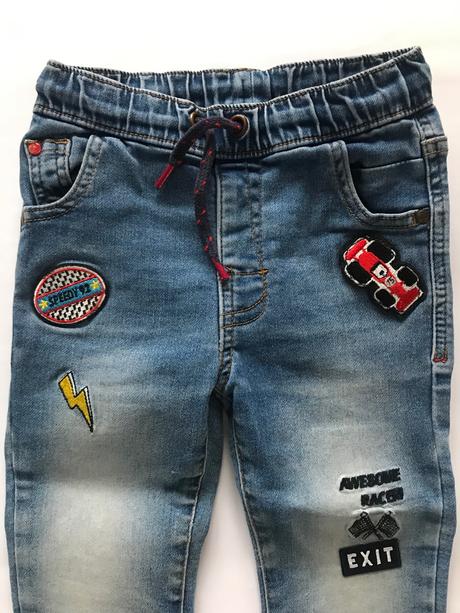 Měkkoučké džíny s nášivkami, matalan,98