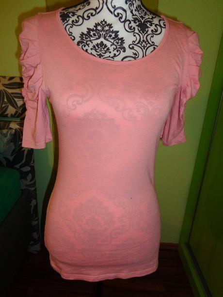 Krásné starorůžové tričko s nabíranými rukávy, topshop,m