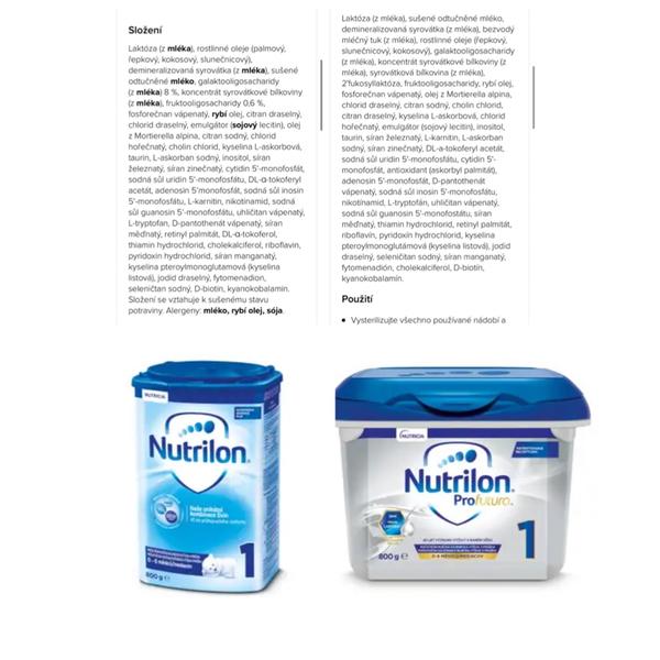 Obyč Nutrilon 1 vs. Nutrilon 1 Profutura. Připlatit si nebo je to jedno?