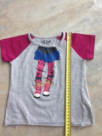 Tričko crazy girl 4-5 let šedá vínová holka s tutu, 104