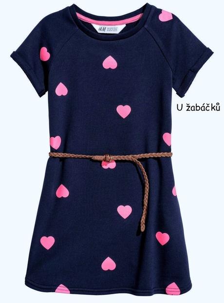 Dívčí srdíčkové šaty h&m s páskem vel. 122/128, h&m,122 / 128