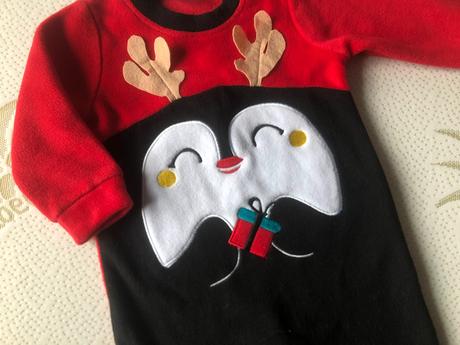Vánoční flísový overal tučňák, 68