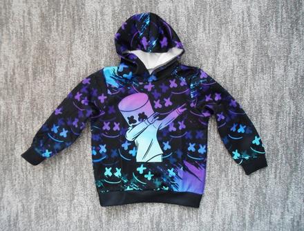 Černá fialová mikina s kapucí marshmello -fortnite, 110