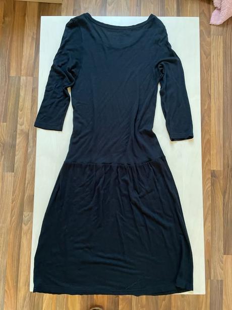 Nové černé delší šaty se sníženým pasem, vel xxs/x, xs