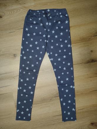 Dětské strečové kalhoty h&m 158 šedé s hvězdičkami, h&m,158