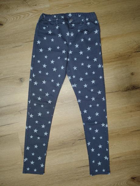 Dětské strečové kalhoty h&m 158 šedé s hvězdičkami, h&m,158