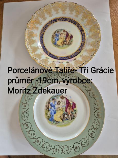 Starožitné talíře-2 ks- tři grácie,