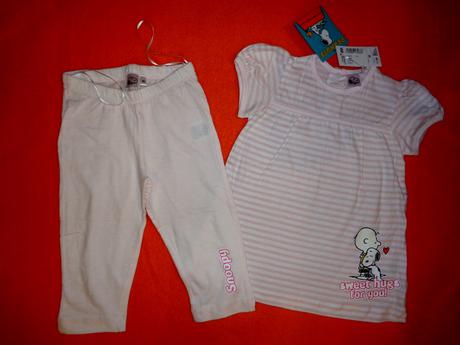 Krásný růžový komplet snoopy, disney,74 / 80 / 86