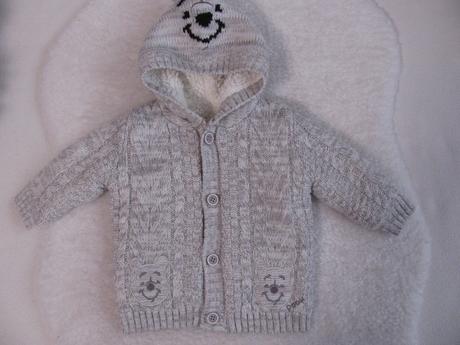 Šedý zateplený mikinový svetřík s kapucí v.3-6 měs, disney,68
