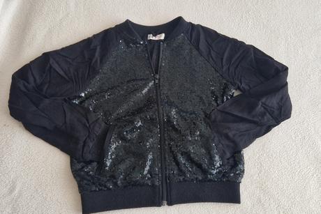 Černá mikina, zapínání na zip, velikost 7/8 let, s, h&m,158