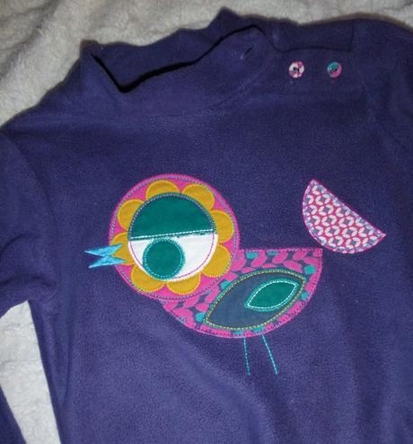 Teplá mikinka s aplikací ptáčka -vel.cca.110-116, 110