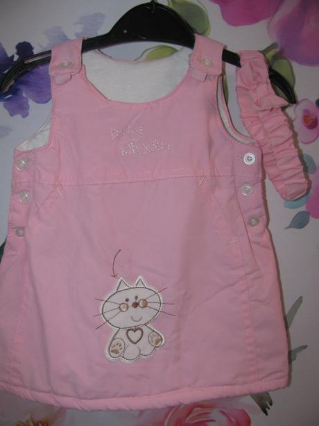 Zateplené dívčí šaty s čelenkou cutey pie, 74