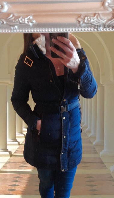 Zara luxusní péřová bunda s kožešinovým límcem, zara,s