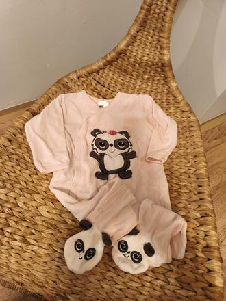 Růžový overal s pandou h&m, h&m,74