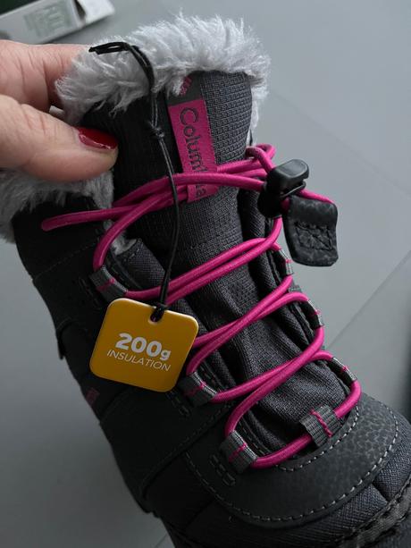 Sněhule columbia zateplen.šedorůžová 34 waterproof, columbia,34