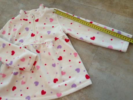 Mikina tunika srdíčka bílá ff 4-5let flauš hřejivá, f&f,110