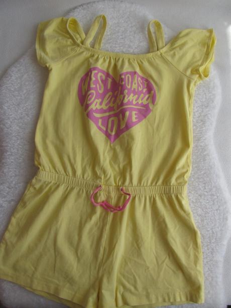 Letní bavlněný krátký overal s růžovým srdíčkem, pepperts,152