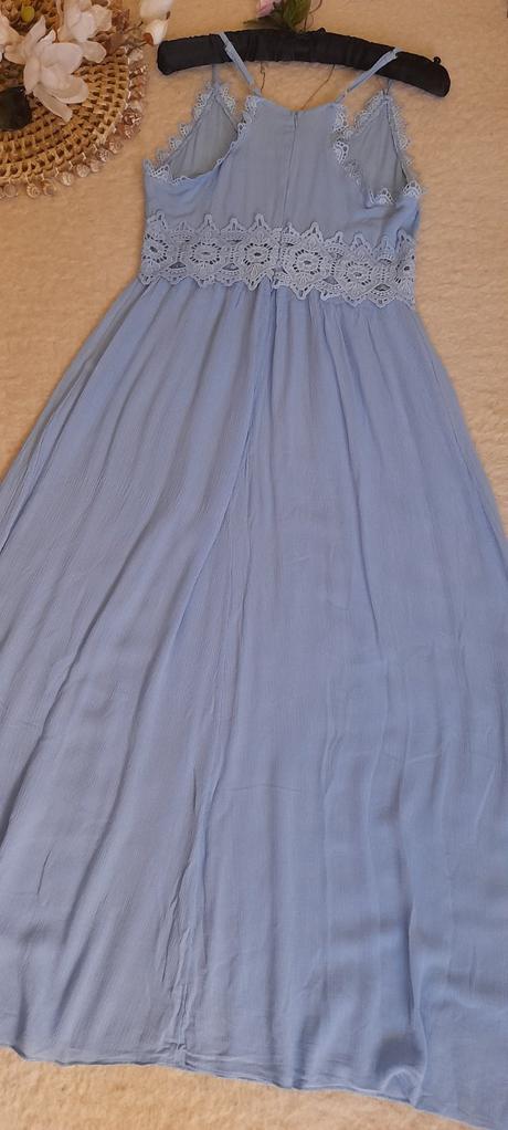 Sv. modré krajkové maxi šaty, xl